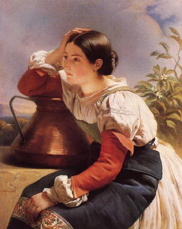 Franz Xaver Winterhalter Young Italian Girl by the Well Sweden oil painting art